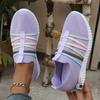 Fashion Color Band Breathable Mesh Flats Women 2025 Plus Size 36-43 Soft Sole Casual Sneakers Woman Slip On Thick Sole Walking Shoes