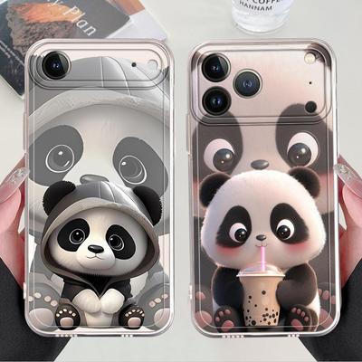 Cute Panda Case for iPhone 17 Pro Max XS Max 13 Pro 12 Mini 16 Air 15 14 Plus XR 7 8 11 Soft Phone Cover