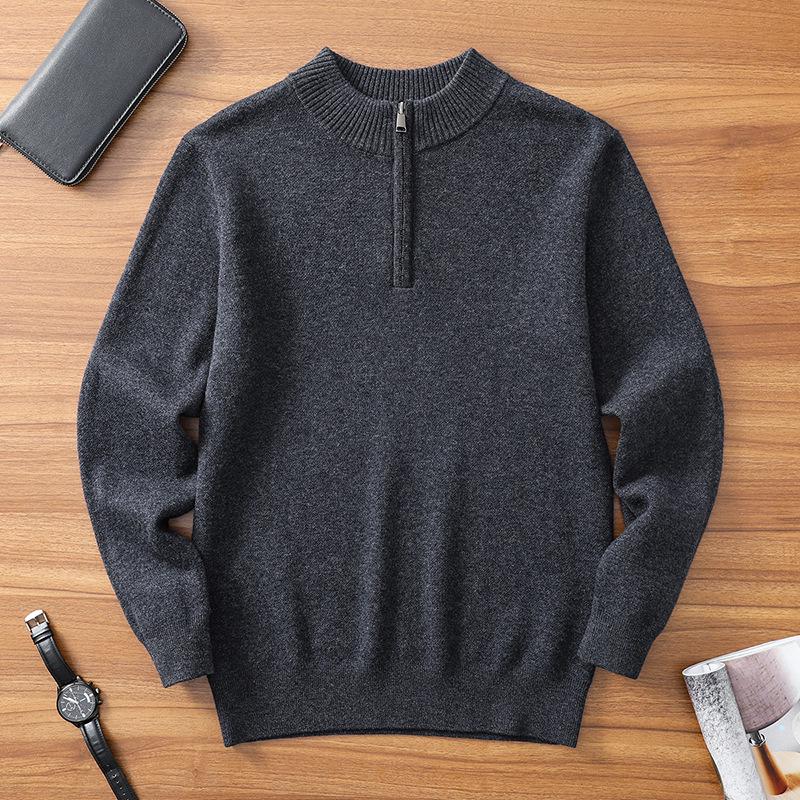

2025 Men s Autumn/Winter Wool-Blend Round Neck Jacquard Sweater - High-End Style 3XL [85-95 kg] темно-сірий