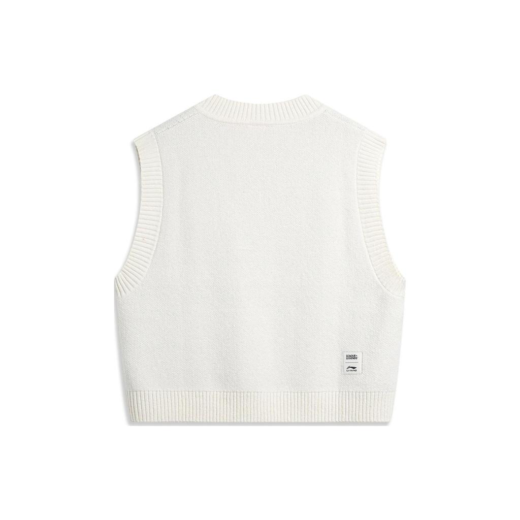Li Ning X League Of Legends Poro Collaboration Sports Lifestyle Series V-Neck Loose Comfortable Breathable Knit Top Women Tops Off-White AMVT030-1