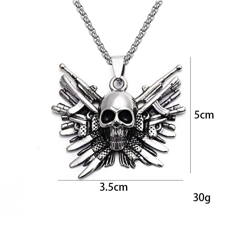 Vintage Κρεμαστό Κόσμημα Sharpshooter, Κολιέ με Κρεμαστό Πιστόλι Κεφάλι Κρανίου, Ένα Δώρο για τον Φίλο μου