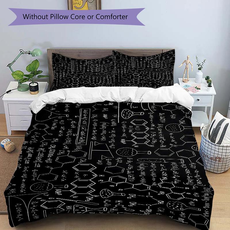 3pcs Chemical Formulas and Symbols Quilt Cover Set, Soft and Cozy Bedroom