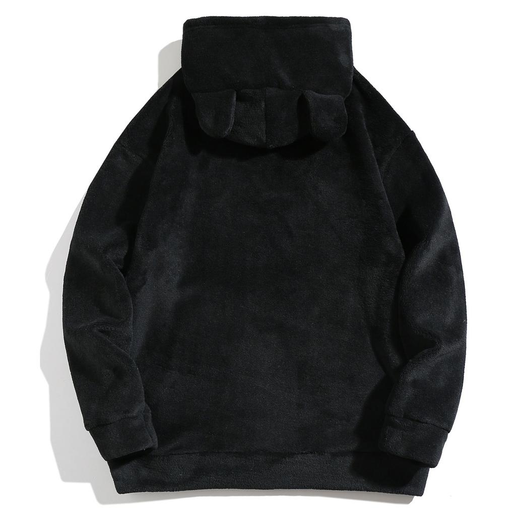 Men's Winter Fashion Solid Color Plush Hooded Sweatshirt