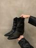 Retro Rivet Short Pant Boots French Women's Boots Versatile Western Cowboy Boots Knight Boots Small Short Boots
