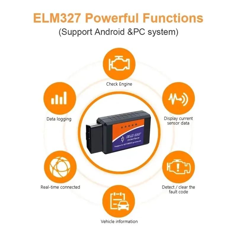 Automotive Fault Detector ELM327 V1.5 OBD2 Scanner Bluetooth Car Diagnostic Tool For Android /IOS Code Reader