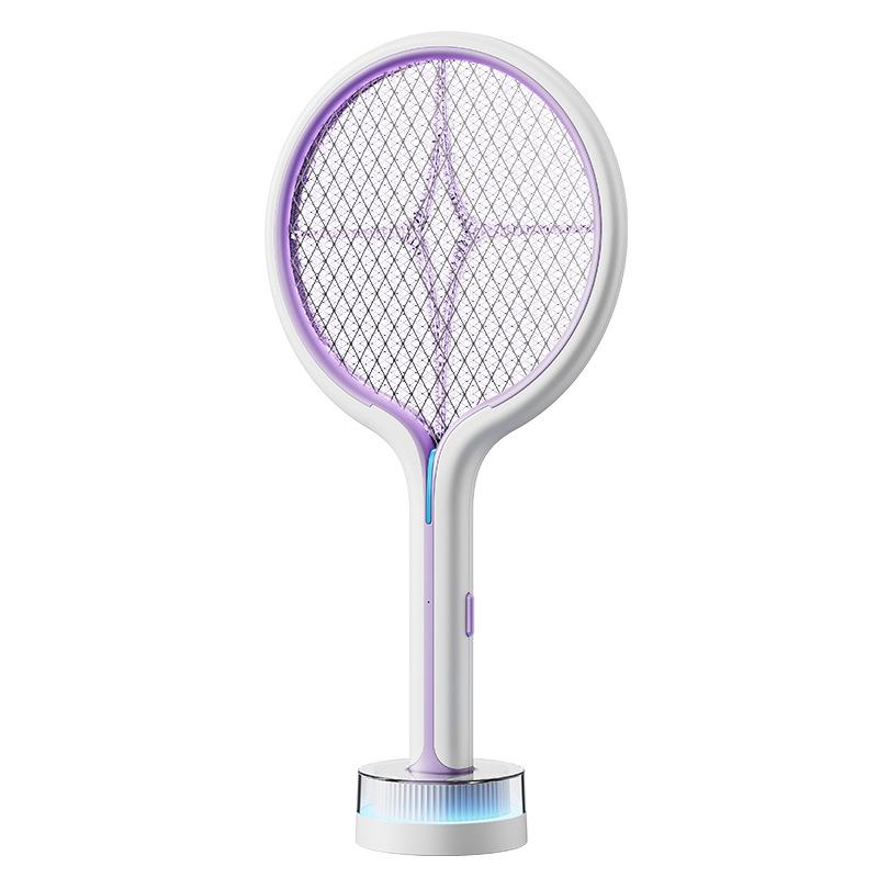 Wall-Mounted 3-in-1 Purple Light Electric Mosquito Swatter: Handheld, Electric Shock, Insect Attracting Killer Lamp