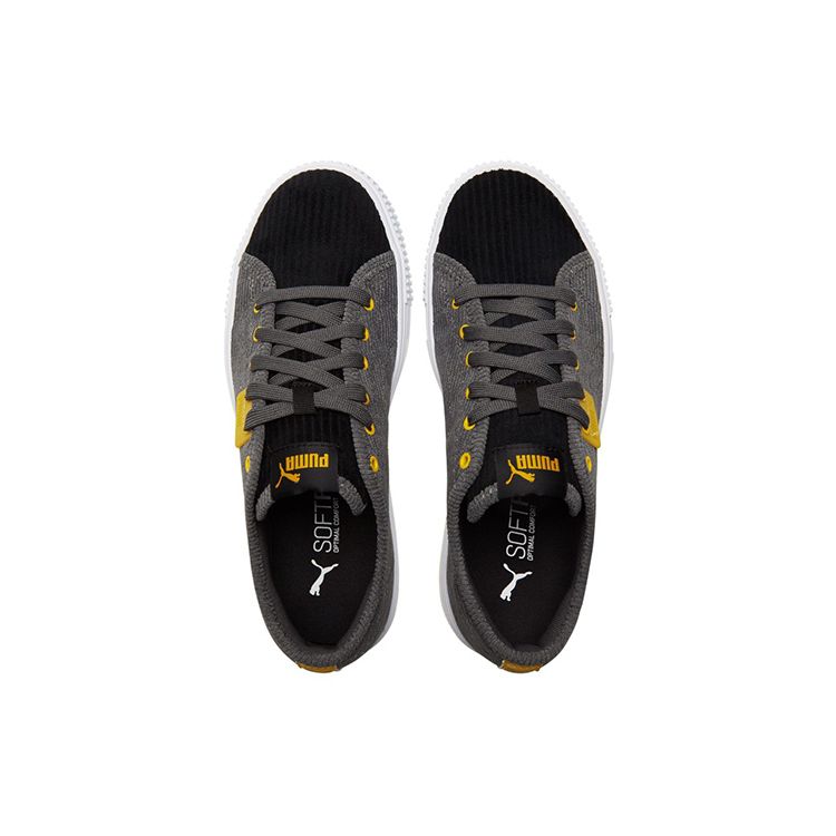 Puma Ever Cord Fabric Synthetic Leather Minimalist Casual Low-Top Sneakers Unisex Sneakers Black Gray Yellow 383863-02