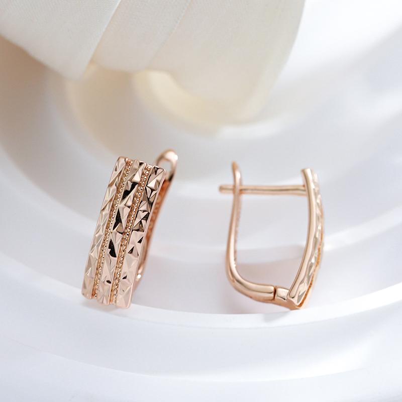 Kinel Hot Unusual Creative Hollow Glossy Earrings for Women Fashion 585 Rose Gold Color Ethnic Bride Daily Fine Vintage Jewelry