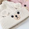 Knitting Wool Beanie Plush Warm Knitted Cap Comfortable Bear Children Scarf Hat Set  Baby