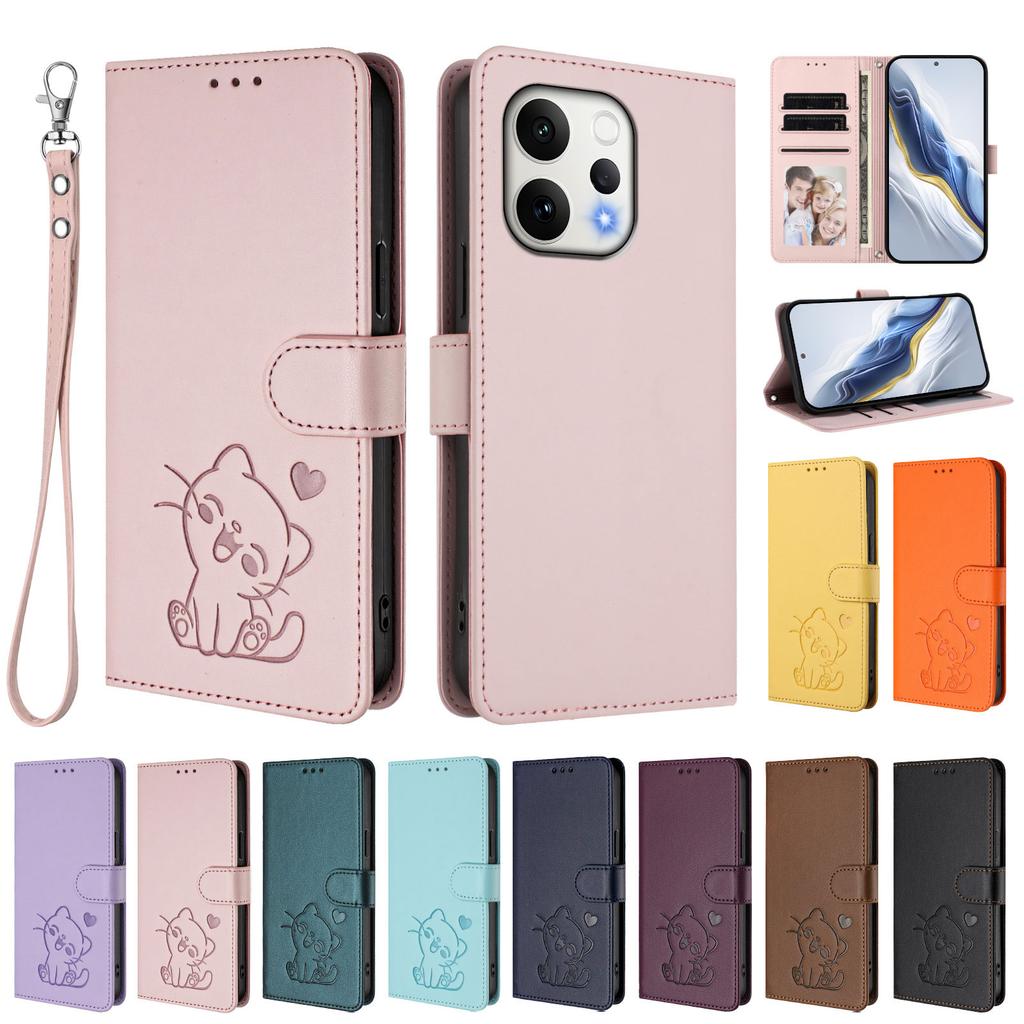 Cute Cat Leather Wallet Flip Case for OPPO Reno 15 12FS 12F 11F 11 9 8 Pro 8 Lite 8 Shockproof Protective Phone Cover