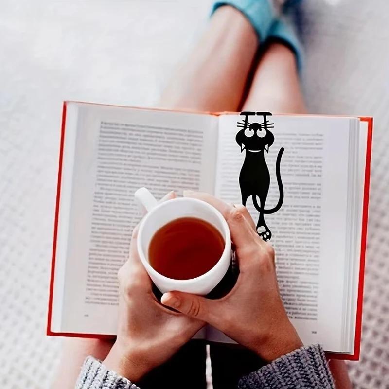 Hollow Out Cat Bookmark, Creative Black Cat Hanging Bookmark, Gift Creative Stationery