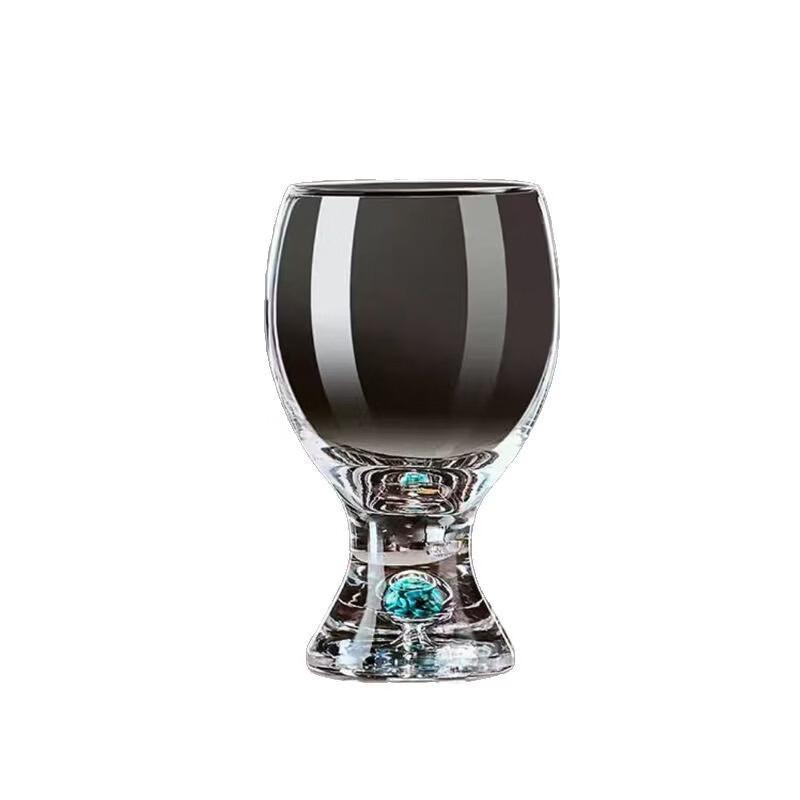 OLOEYIins Gold Foil Wine Glasses with Bamboo Holder