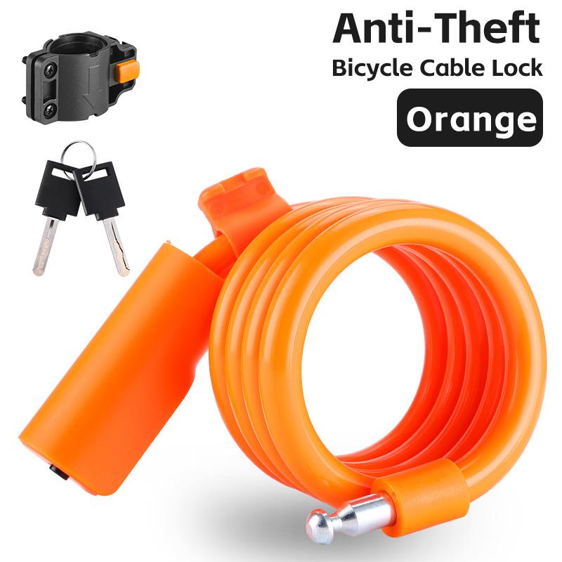 WEST BIKING Lucchetto per Bici 115cm a Spirale con Chiavi Sicure Lucchetto a Cavo per Bici con Staffa di Montaggio Resistente alle Intemperie Antifurto Lucchetto per Scooter Bicicletta