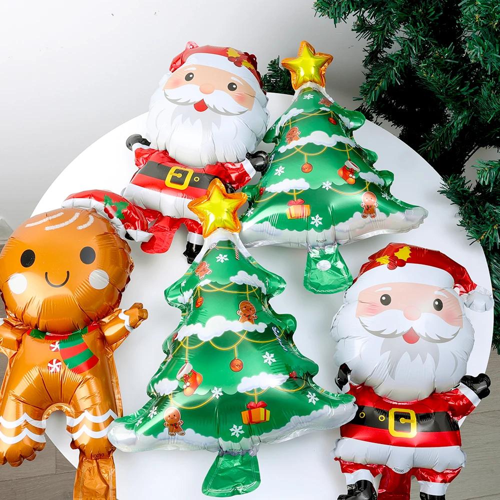 Wholesale Christmas Foil Balloons Gingerbread Man Santa Xmas Tree Aluminum Film Balloon Holiday Party Decorations Kids Toy Gifts