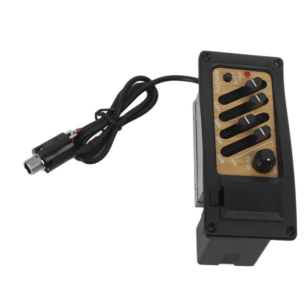 Acoustic Guitar Pickup Preamp Piezo 4 Band EQ Equalizer System Wood Grain Color 7545R