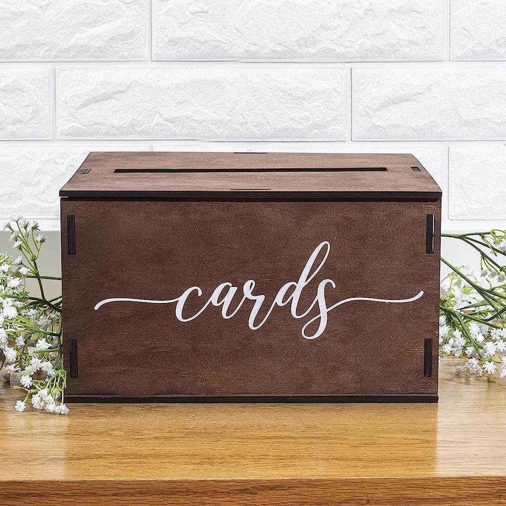 Decorative Wooden Storage Box for Wedding Cards, with Slotted Card Holder, Ideal Birthday