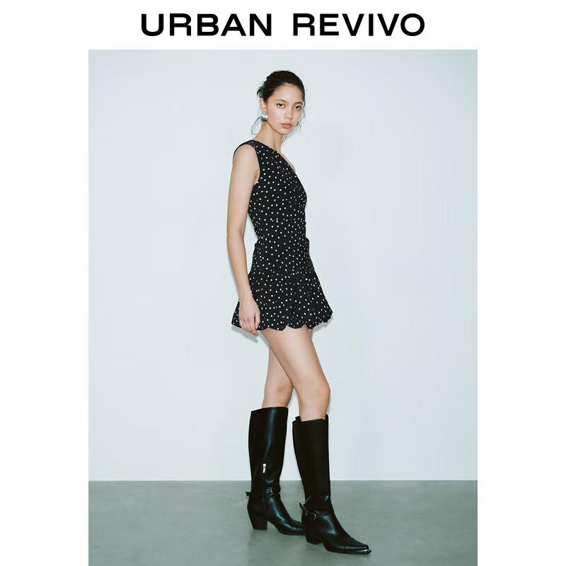 

UR 2025 Spring Polka Dot Asymmetric Neck Mini Bubble Dress XL