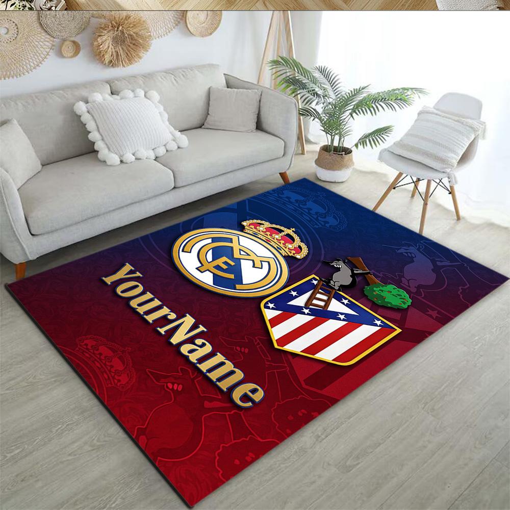 Atletico Madrid Customize Your Name Floor Rug Office Rug Perfect for Kitchen Foyer Living Rooms Study Room Antislip Carpet Anime Office Decor