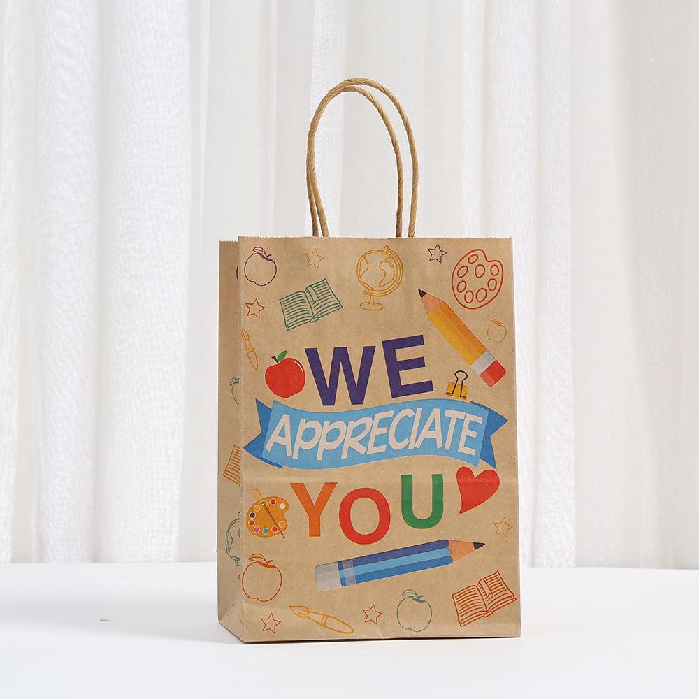 30pcs Kraft Paper Gift Bags With Handles For Teacher Appreciation Party Favor Packaging Classroom Rewards And Thank You Gifts