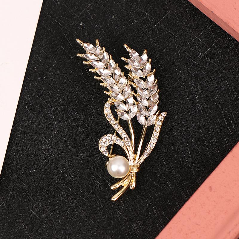 Luxury  Wheat Ear Brooch Collar Pins Shining Women Men'S Party Brooches Jewelry Gift