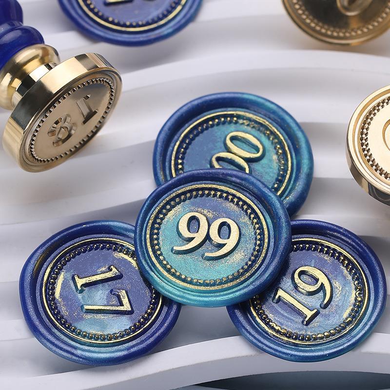 Stamp 2.5*2.5cm Digital 1~20 Series Copper Head Fire Paint Seal Arabic Serial Number Seal Head Solid Brass Carving Stamps