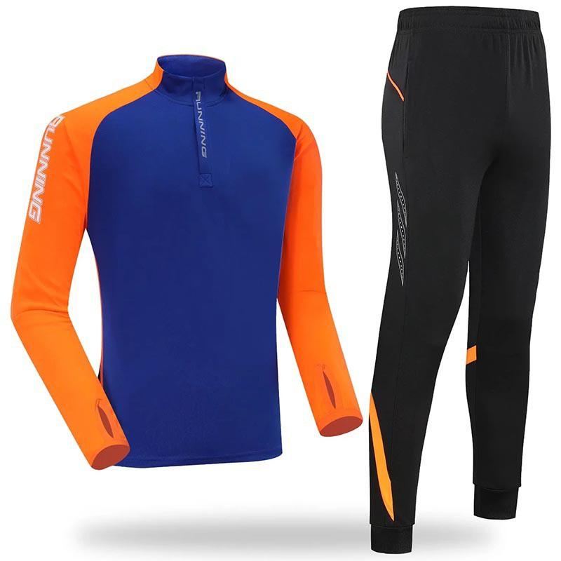 Mens Long Sleeve Quick-Dry Sports Set Running Gym Basketball Training Jersey Top Pants