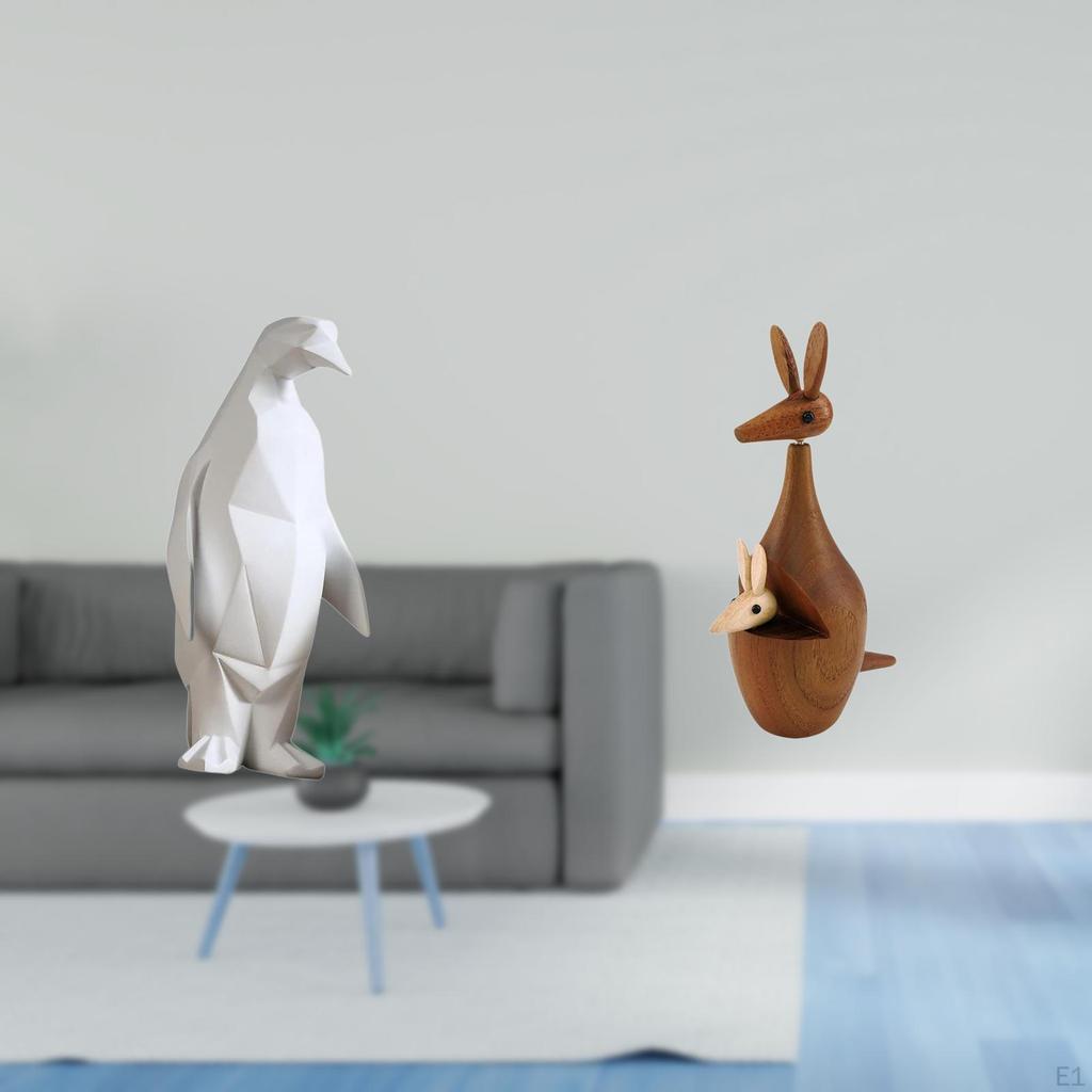 Penguin Sculpture Figurine Collectable Craft Decorative Ornament Resin Animal Statue for