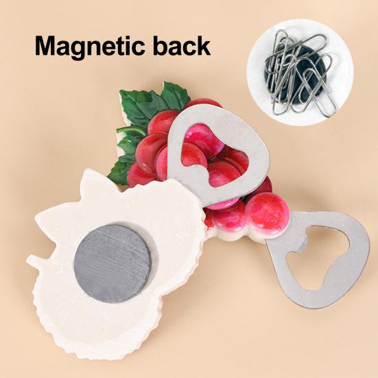 Simuliertes Obst Fisch Flaschenöffner Kühlschrankmagnet Heim Büro Küche Kühlschrank Magnetisch 3D Traube Litschi Orange Pfirsich Durian Dekoration