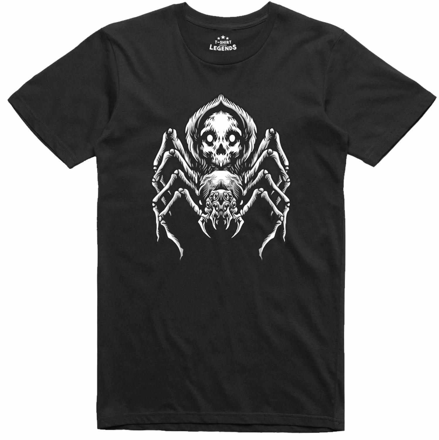 T Shirt Mens Halloween Costume Skull Spider Horror Design Regular Fit Tee XXL
