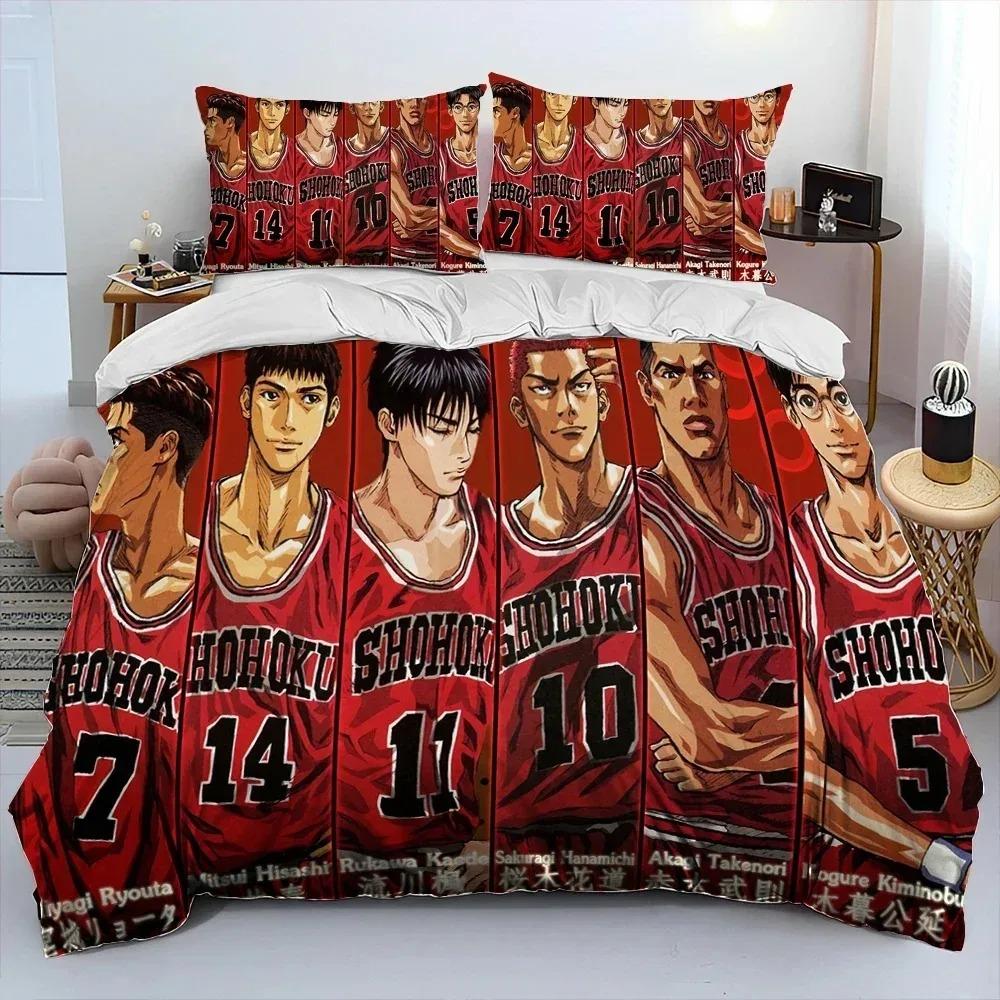 3D Print Anime Slam Dunk Bedding Set Duvet Cover Bed Set Quilt Cover Pillowcase Comforter king Queen Size Boys Adult Bedding Set