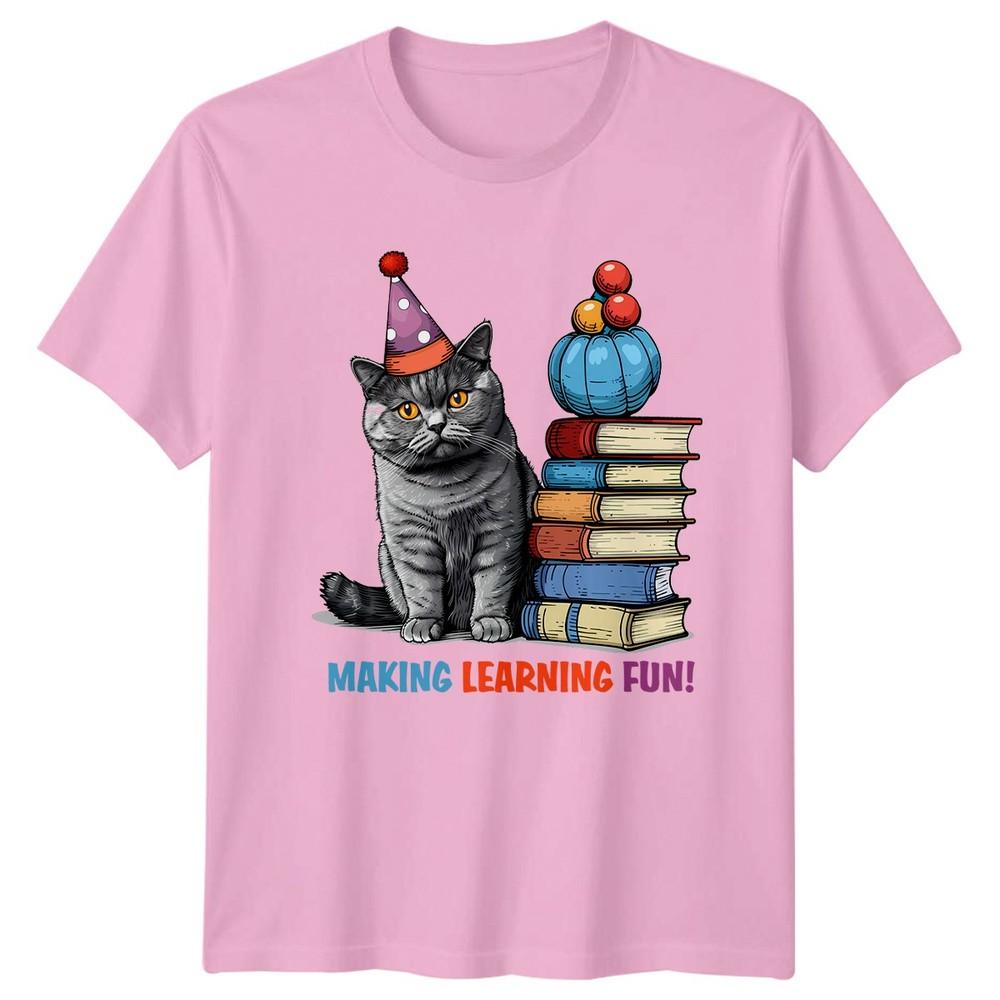 Making Learning Fun TShirt School Cat Animal Birthday Gift For Him And Her