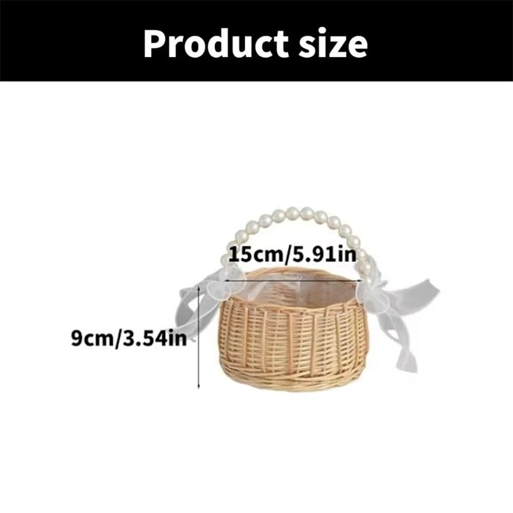 Pearls Handle Woven Basket Twin Fish Tail Design Flower Arrangement Basket  for Wedding