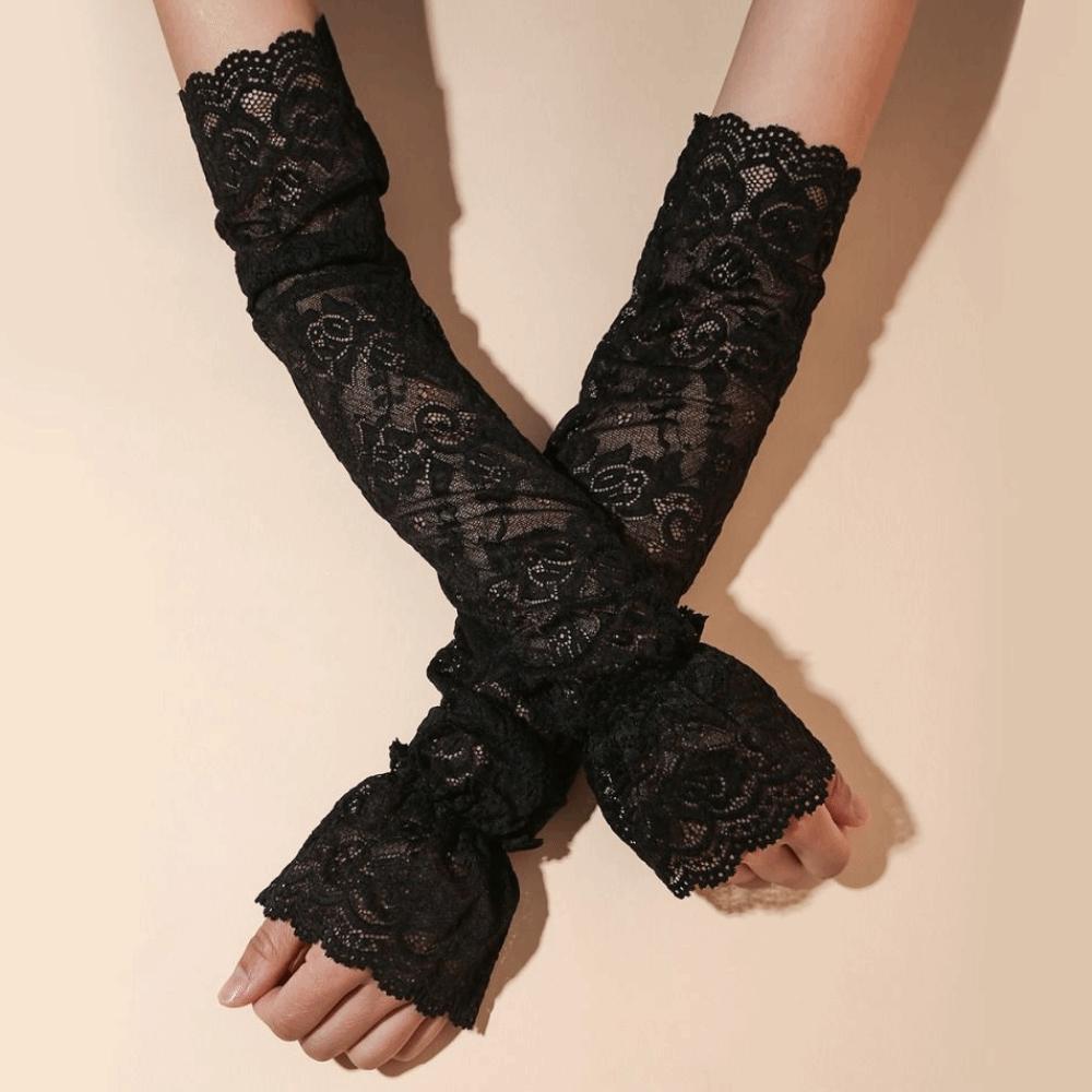 Hollow Sun Protection Sleeve Thin Sunscreen Arm Sleeve Sweet Lace Ice Silk Sleeves  Summer
