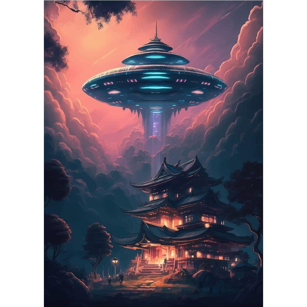 Poster și Print Astronaut Colorat în Spațiu Explorând Luna Pictură pe Pânză Planete Artă de Perete Modernă Pentru Living Decor Acasă