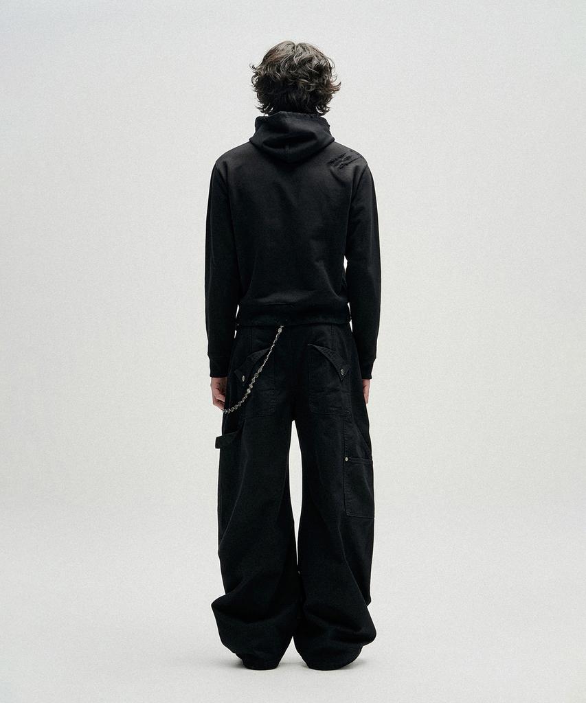 NOT4NERD Flap Pocket Curved Cotton Pants - Black