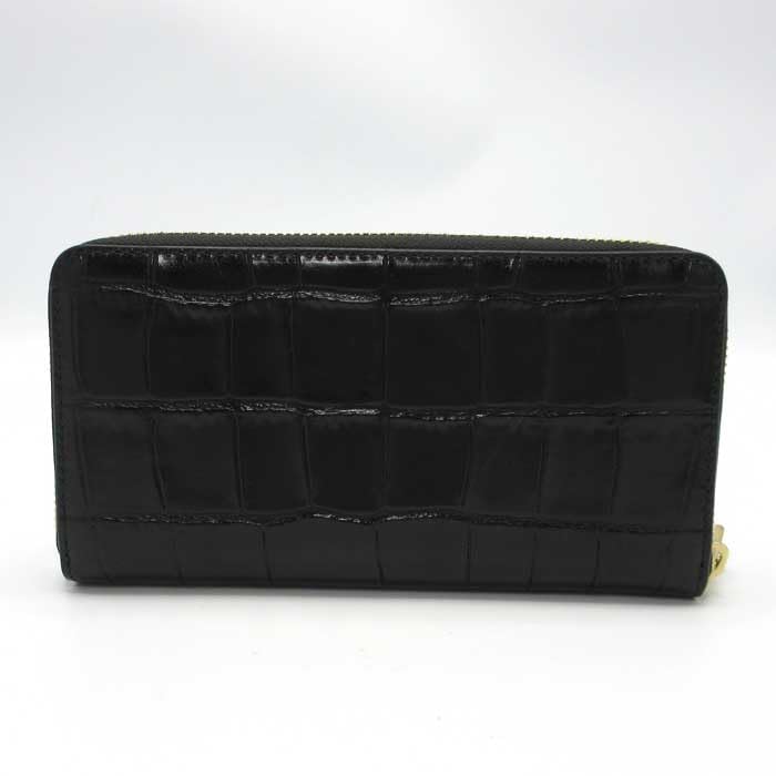 Long Wallet Long Zip Around Wallet Leather with Logo Wristlet CT083 IMBLK Outlet [Coach] Croco-like (Black) Women's [Item]