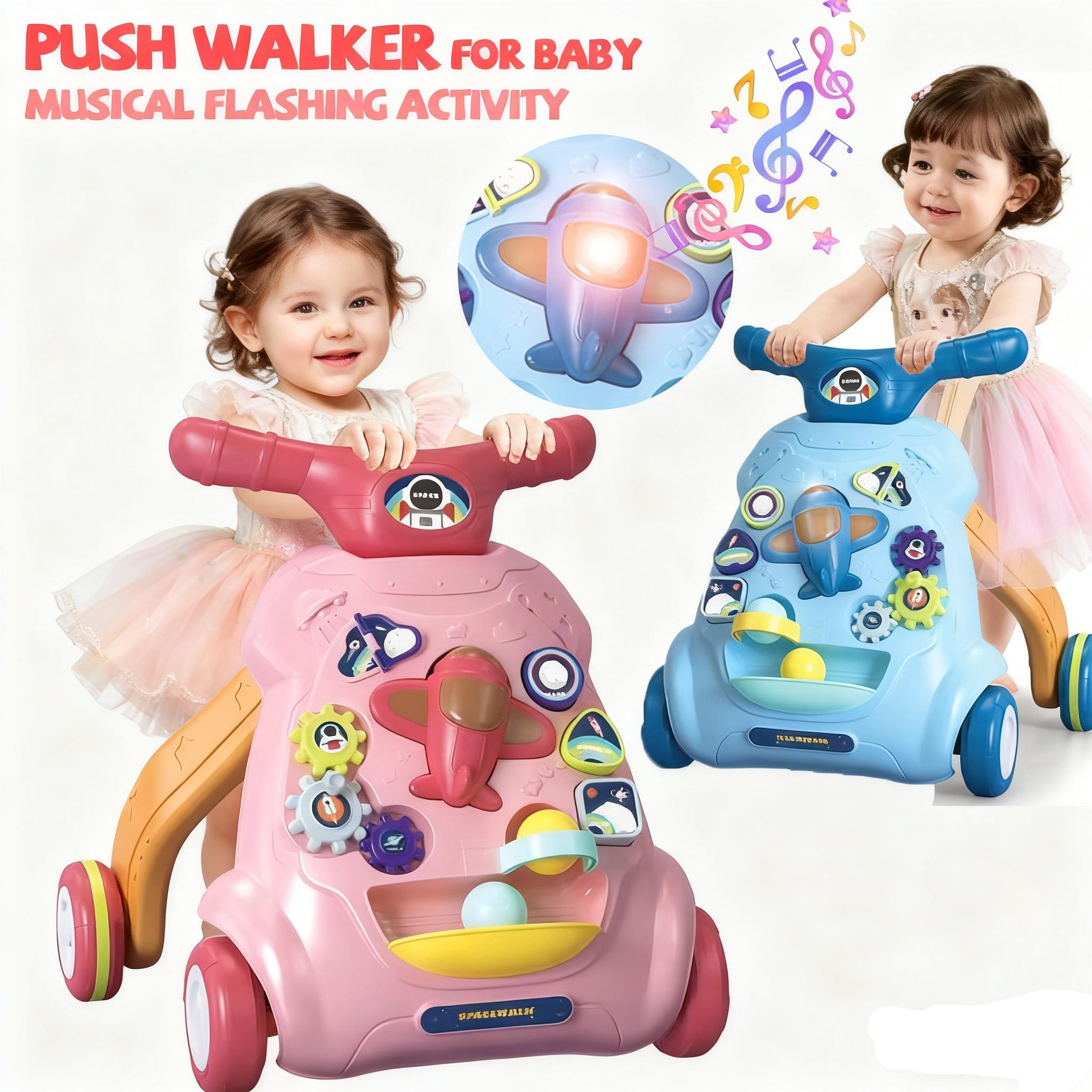 Discover Intime Unisex Kids Baby Drag Walker With Wheel Kawaii Musical Flashing Toy Push Walking For Toddler Multifunction Activities Baby Toy 0-12 Months