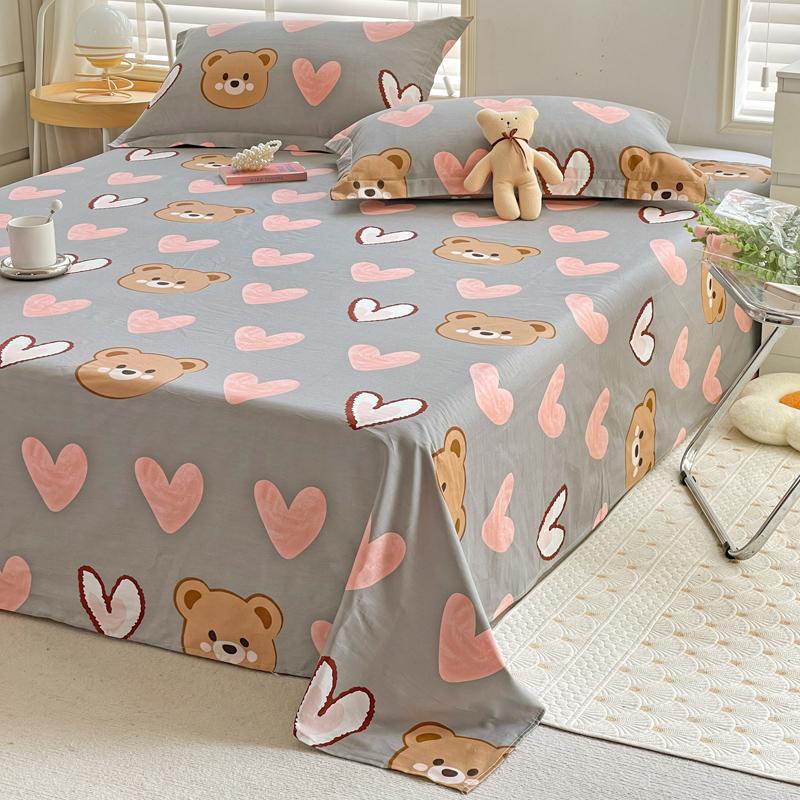 1pc 100% Cotton Bedsheet Cartoon Style Bed Linen Skin-friendly Flat Bed Sheet Adults Kids Sheets Drap De Lit (No Pillowcase)