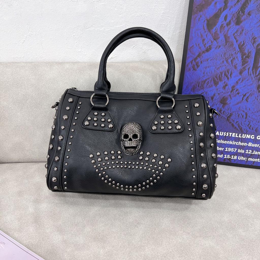 Borsa a Spalla Versatile Borsa Messenger Borchiata per Ragazza Adolescente Borsa a Tracolla in PU Borsa Vintage Teschio Punk Borse Moda Casual