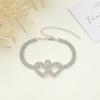 Fashion Silver Color Zirconia Anklet Double Heart Personalized Sparkling Women's Birthday Party Jewelry Accessories Gifts