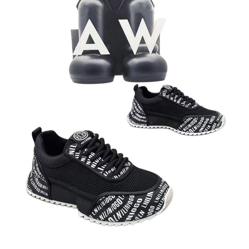 Men's Shoes Summer New Breathable Mesh Sports Casual Shoes Inner Height Increase Printed Letter Dad Shoes