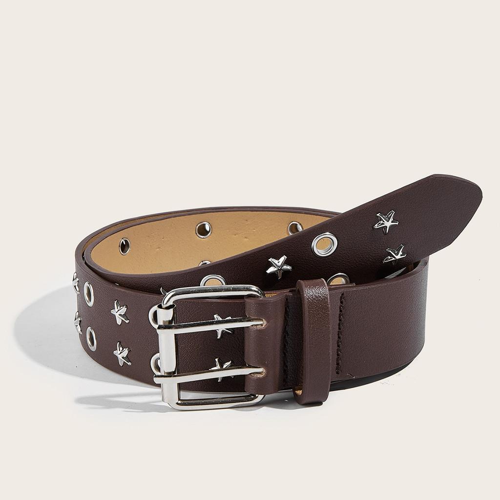 Womens Fashion Belt With Metal Pin Buckle And Star Accents For Office And Daily Use