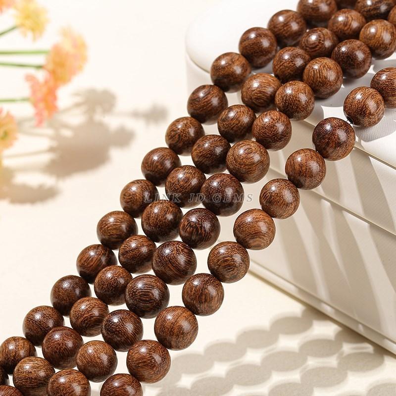 Natural Wood Bead Gold Silk Sandalwood Round Buddha Bead 6 8 10mm Pick Size For Jewelry Making Diy Necklace Bracelet Accessory
