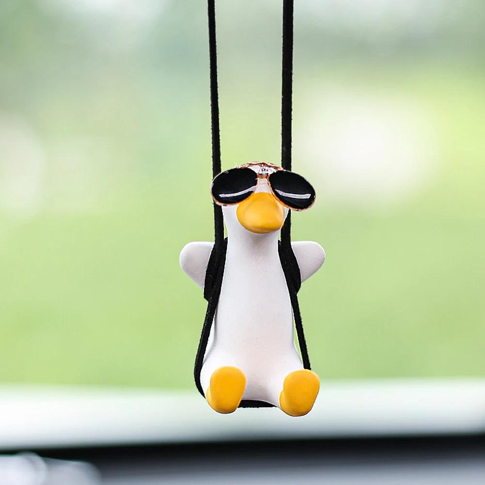 Car Interior Accessories Rearview Mirror Pendant Hanging Ornament Swing Duck Cute Anime Car Charm Accessories For Women Gift