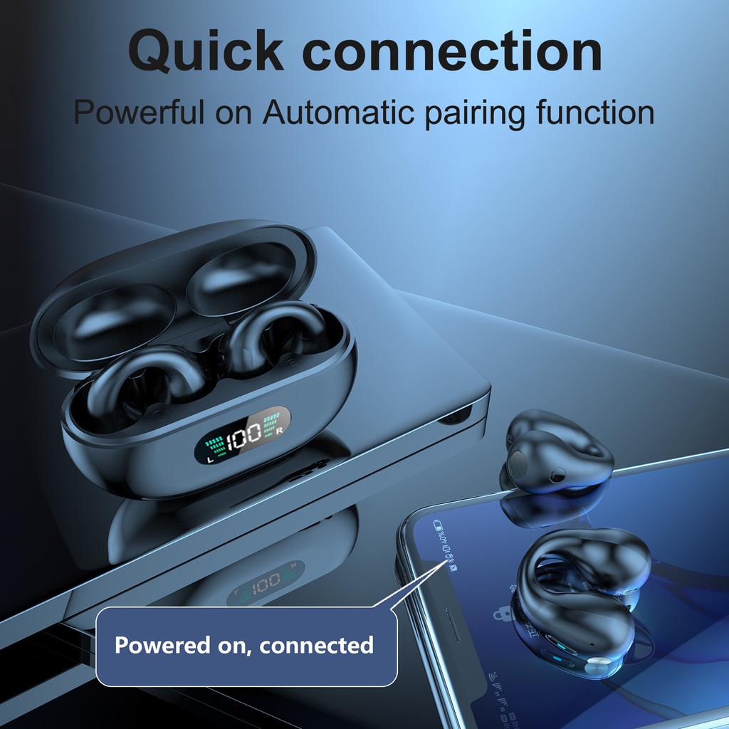 YYK-Q80 Kabellose Ohrhörer Kopfhörer mit Ohrbügeln Eingebauter 350mAh Akku Clip-On Ohrhörer BT5.3