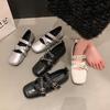 Fashion Retro Ballet Shoes Women's 2025 Summer Cross-buckle Shallow Mouth Square Head Single Shoes Versatile Flat Mary Jane Shoes