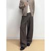 Men's Classic Double-Pleat Wide Leg Trousers - Spring/Autumn Collection with High-End Draping and Curved Loose Fit