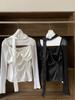 Spring 2026 Women's Slim French Bow Satin Bandeau Chiffon Shirt