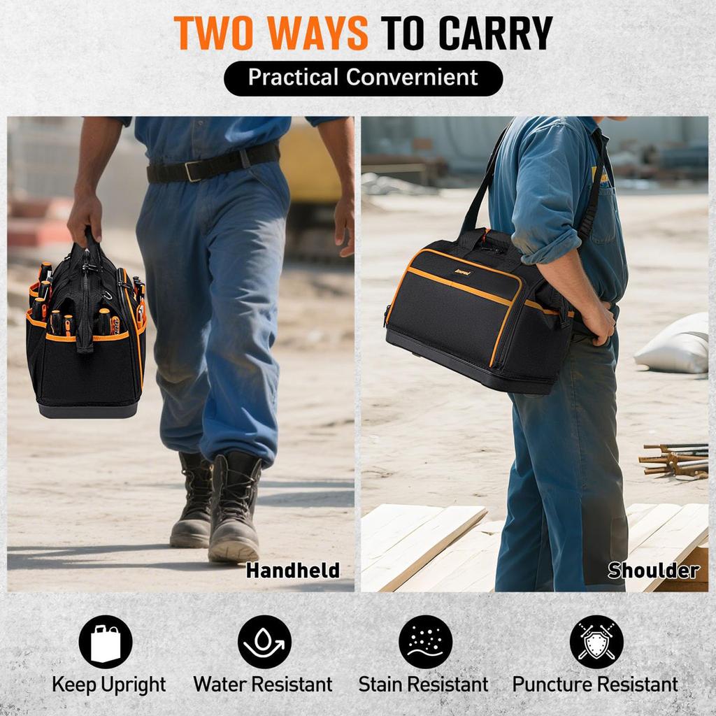 17inch Tool Bag Heavy Duty Tool Storage Bag Large Capacity Tool Storage Bag for Electricians Power Tool Organizer