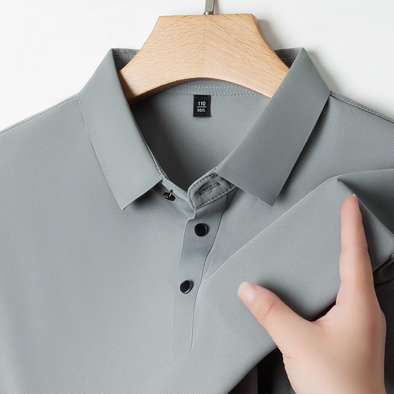 Jinmu Traceless Summer New Men's Short-sleeved Polo Shirt Lapel Casual Business Led Ice Silk T-shirt Men